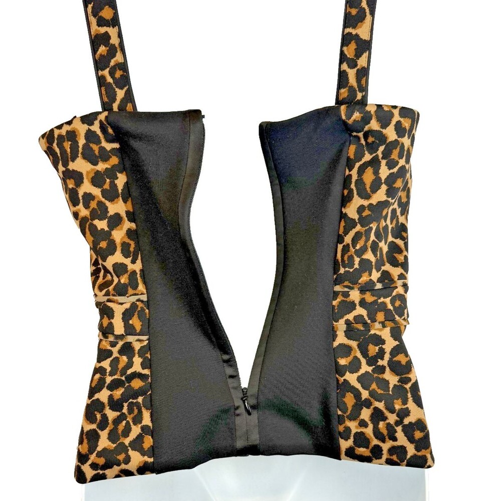 WHBK White House Black Market Leopard Bustier 6 Peplum Zipper Back Strapless - Picture 9 of 16